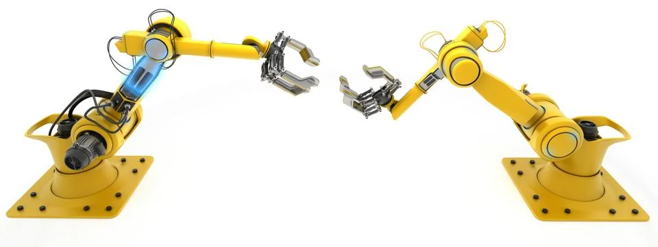 3D Render of an Industrial Robot Arm Stock Illustration