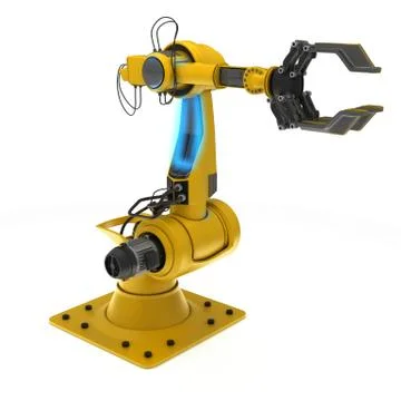 3D Render of an Industrial Robot Arm Stock Illustration