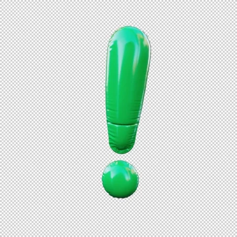 3D Render of Inflatable Green Balloon Exclamation Mark Popping Up and Swayi.. Stock Footage 317741510