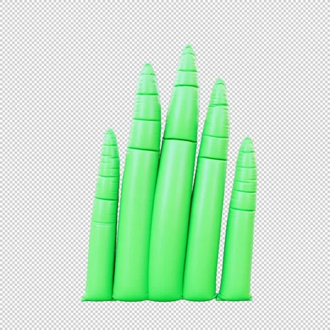 3D Render of Inflatable Green Balloon Grass Gently Waving in Seamless Loop .. Stock Footage 317741655
