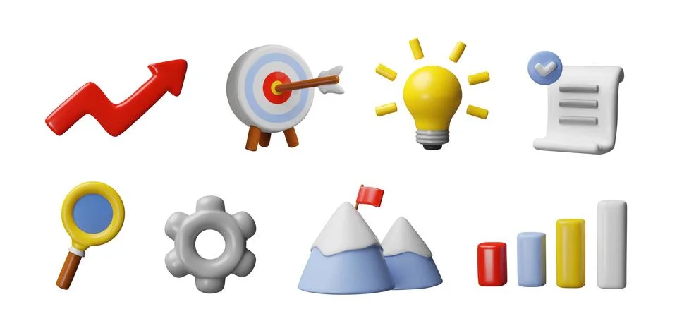 3d render infographic icon set. Stock Illustration