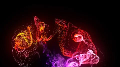 3d render. injection of fluorescent ink in water isolated on black background Stock Illustration