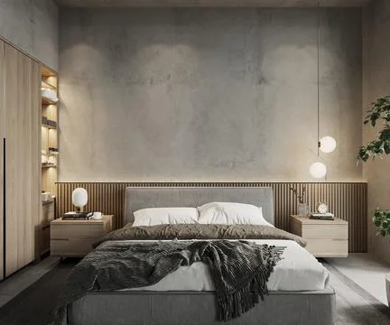 3d render, interior of bedroom Stock Illustration