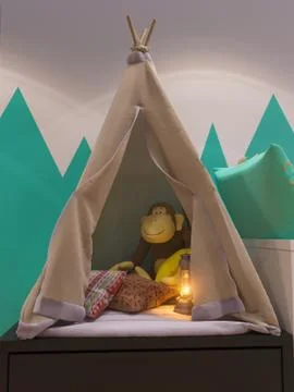 3d render of interior design children's room Stock Illustration