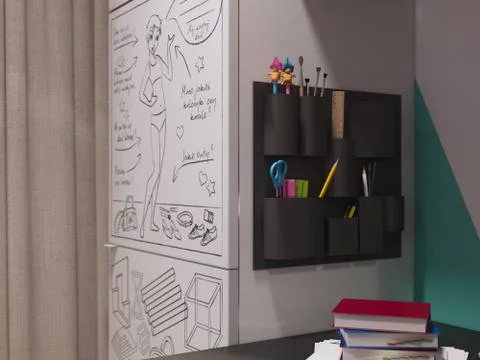 3d render of interior design children's room Stock Illustration