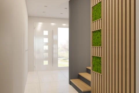 3d render interior design of a foyer in a private country house Stock Illustration