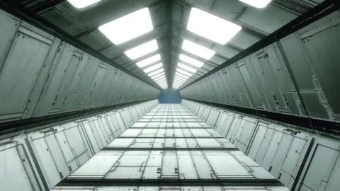 3d render interior. Futuristic hallway. Interior concept design Stock Illustration