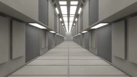 3d render interior. Futuristic hallway. Interior concept design Stock Illustration