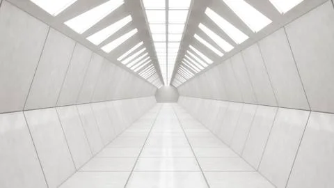 3d render interior. Futuristic hallway. Interior concept design Stock Illustration