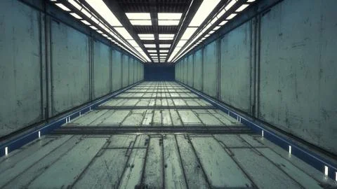 3d render interior. Futuristic hallway. Interior concept design Stock Illustration