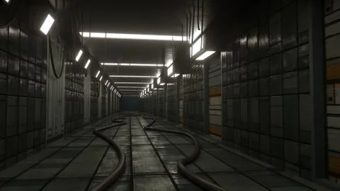 3d render interior. Futuristic hallway. Interior concept design 스톡 일러스트