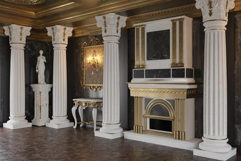 3d render of the interior of the hall in a classic style Stock Illustration