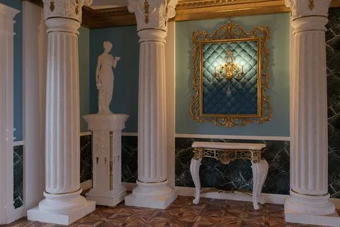 3d render of the interior of the hall in a classic style Ilustración de archivo