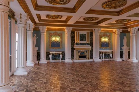 3d render of the interior of the hall in a classic style Ilustración de archivo