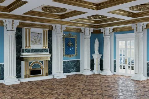 3d render of the interior of the hall in a classic style Stock Photos