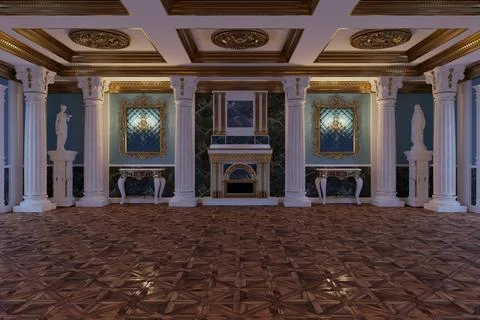 3d render of the interior of the hall in a classic style Stock Photos