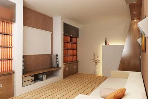 3D render interior Stock Photos