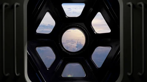 3d render of International Space Station Interior. Narrow corridor of ISS. Stock Footage 129807693