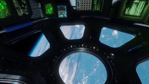 3d render of International Space Station Interior. Narrow corridor of ISS. Stock Footage 130112948