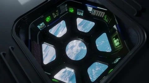 3d render of International Space Station Interior. Narrow corridor of ISS. Stock Footage 130245930