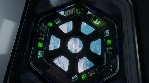 3d render of International Space Station Interior. Narrow corridor of ISS. Stock Footage 130245978