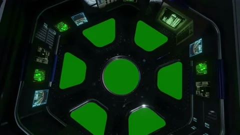 3d render of International Space Station Interior. Interior of ISS module Cupola Stock Footage 130308049