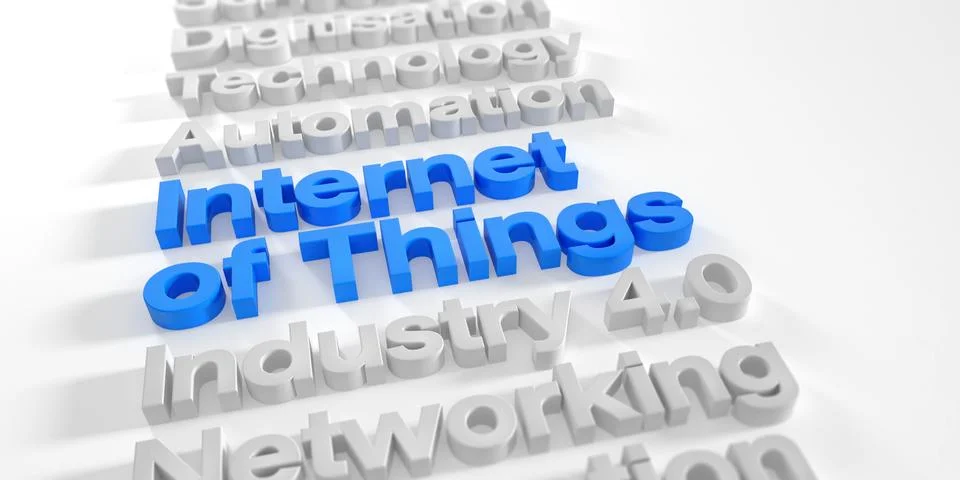 3d render - internet of things words in blue Stock Illustration