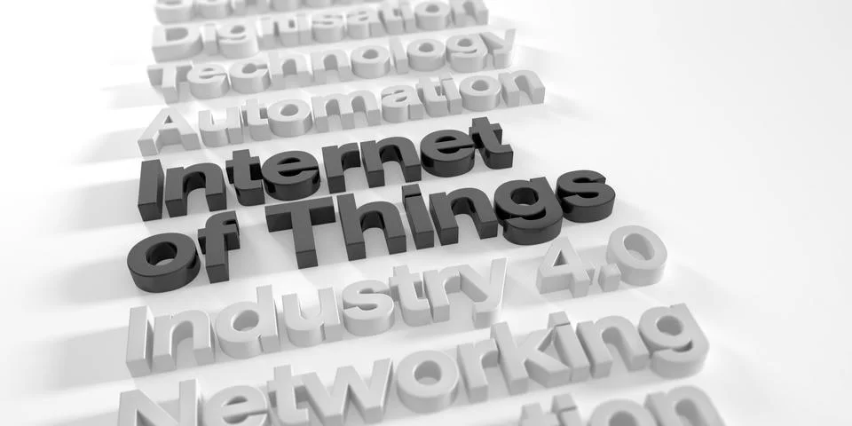 3d render - internet of things words in black Stock Illustration
