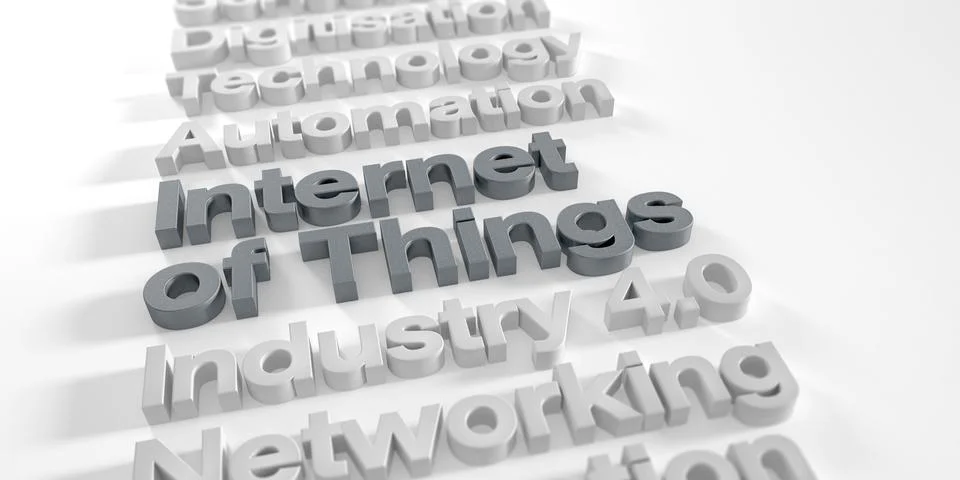 3d render - internet of things words in silver Stock Illustration