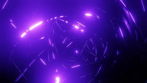 3d render. intersection of wire with purple neon glow on faces crossing each Illustrazione stock