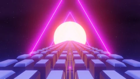 3d render interstellar light tunnel 80s style retro. Видео 219267807