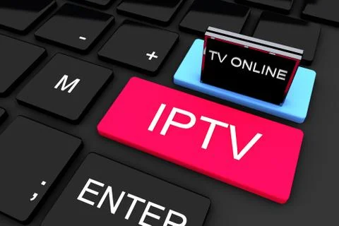 3D render . IPTV . Online television broadcasting . Technology concept Stockillustratie