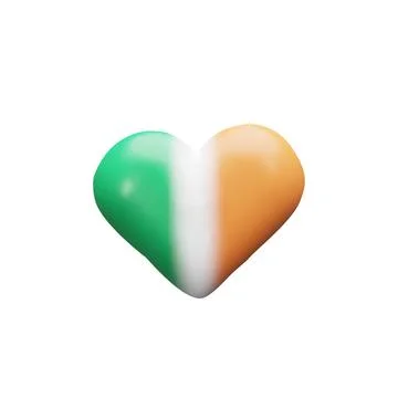 3d render Ireland flag heart shape Stock Illustration
