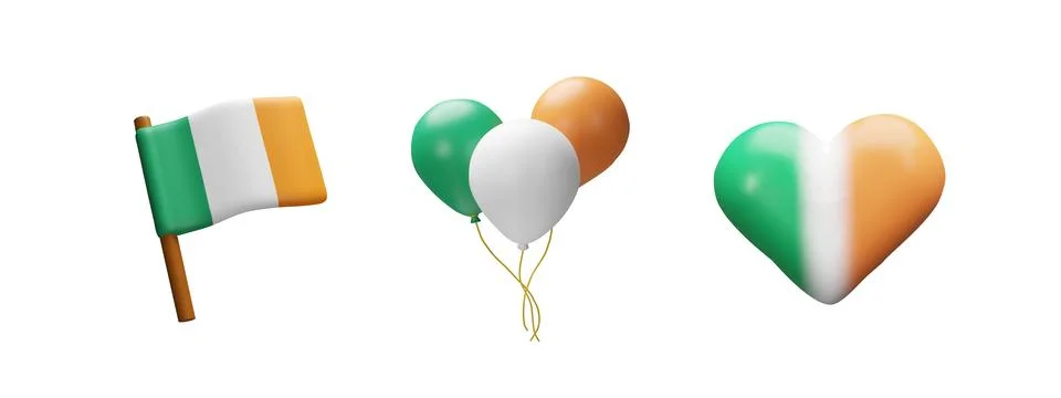 3d render Ireland set Stock Illustration
