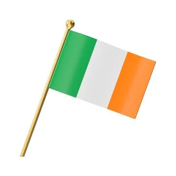 3D Render of Ireland's National Flag on a Gold Pole 스톡 일러스트