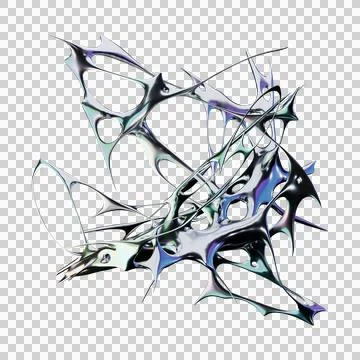3D render of iridescent metallic chrome type in futuristic style Stock Illustration
