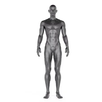 3D Render : iron metal texture male character posing Stock Illustration