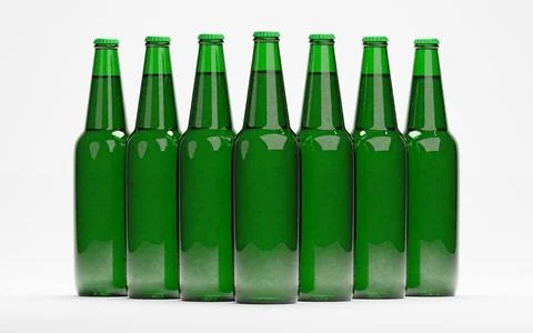 3d render of isolated beer or liquor alcohol glass bottles on white 3d ren... Stock Photos