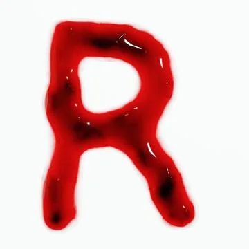 3d render of isolated blood or red wine alphabet letters top view. Stock Illustration