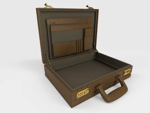 3D Render of Isolated Briefcase on white Stock Illustration