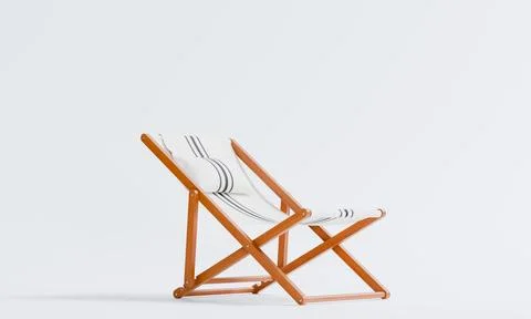3d render of isolated deck chair or foldable sun lounger for beach or outdoor Stockillustratie