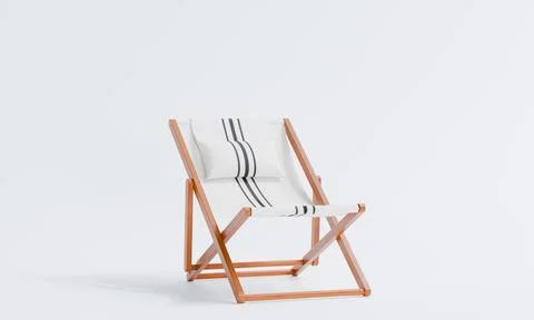 3d render of isolated deck chair or foldable sun lounger for beach or outdoor Stockillustratie