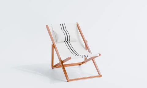 3d render of isolated deck chair or foldable sun lounger for beach or outdoor Stockillustratie