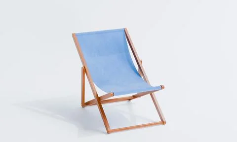 3d render of isolated deck chair or foldable sun lounger for beach or outdoor Stockillustratie