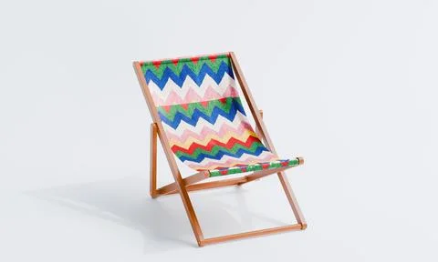 3d render of isolated deck chair or foldable sun lounger for beach or outdoor Stockillustratie