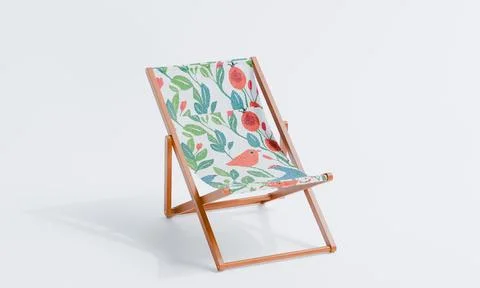 3d render of isolated deck chair or foldable sun lounger for beach or outdoor Stockillustratie