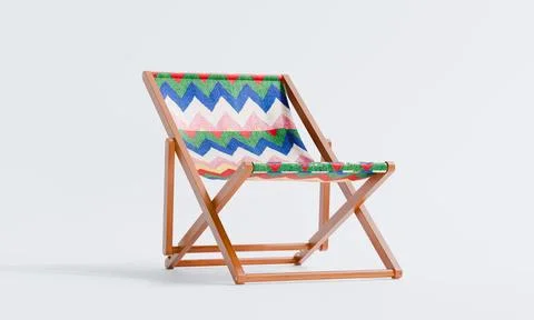 3d render of isolated deck chair or foldable sun lounger for beach or outdoor Stockillustratie