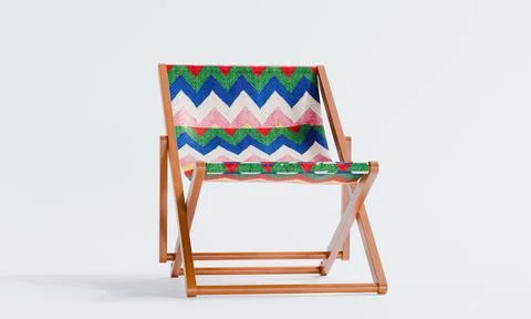 3d render of isolated deck chair or foldable sun lounger for beach or outdoor Stockillustratie