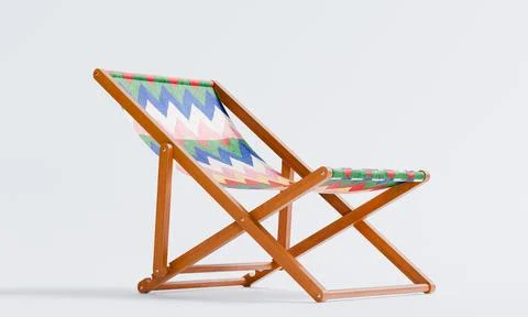 3d render of isolated deck chair or foldable sun lounger for beach or outdoor Stockillustratie