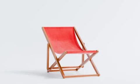 3d render of isolated deck chair or foldable sun lounger for beach or outdoor Stockillustratie